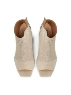 Beżowe botki peep toe damskie