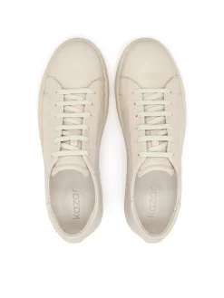 Beżowe skórzane sneakersy męskie w stylu smart casual