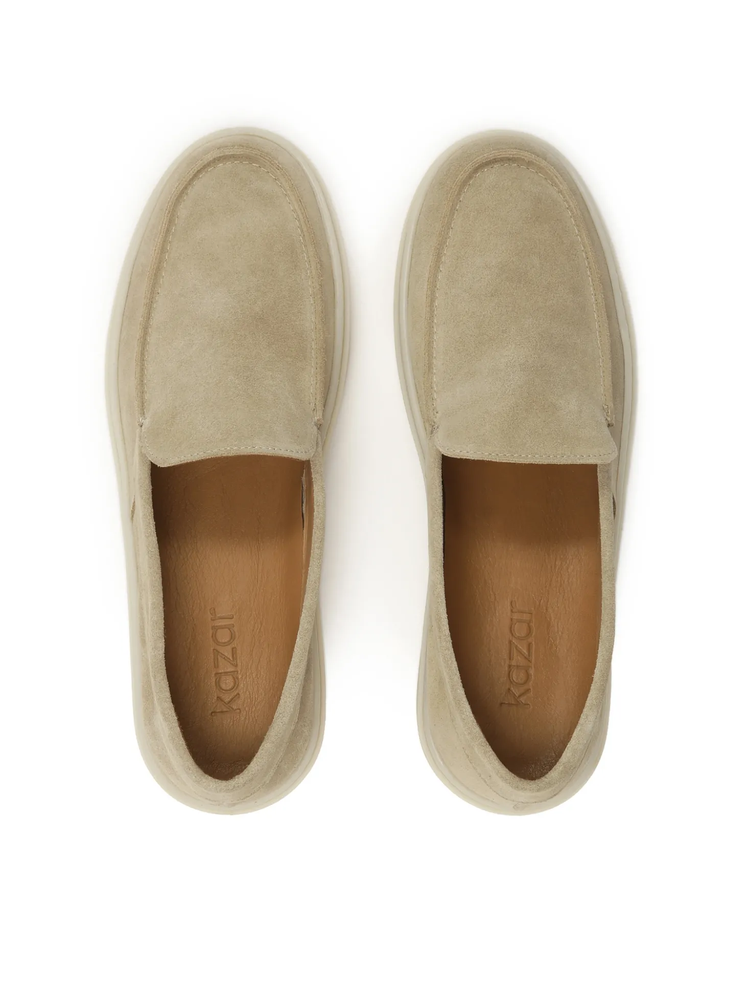 Beżowe wsuwane loafersy na podeszwie typu sneakers
