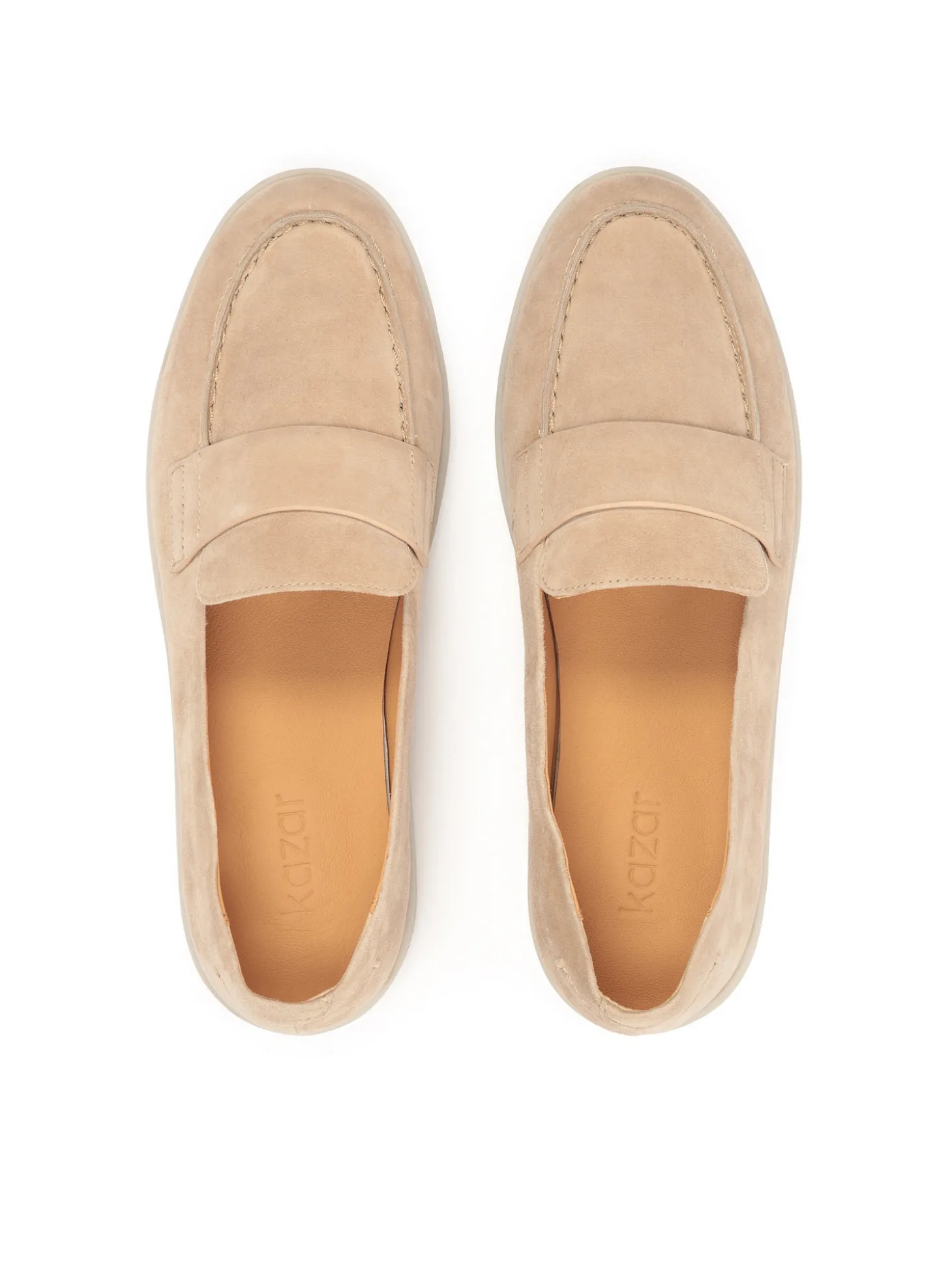 Beżowe zamszowe półbuty slip on casualowe