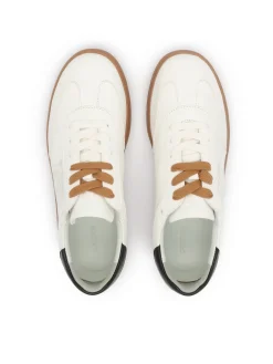 Białe sneakersy ze skóry naturalnej z czarnym zapiętkiem