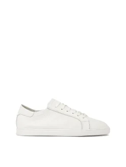 Białe sneakersy z gładką cholewką