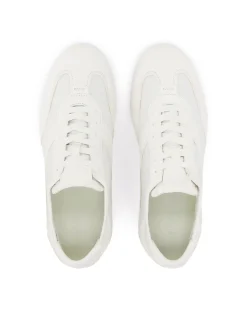 Białe sneakersy z naturalnej skóry i tkaniny