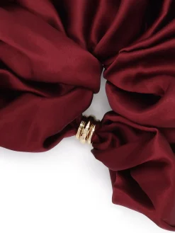 Bordowa scrunchie z jedwabnej satyny