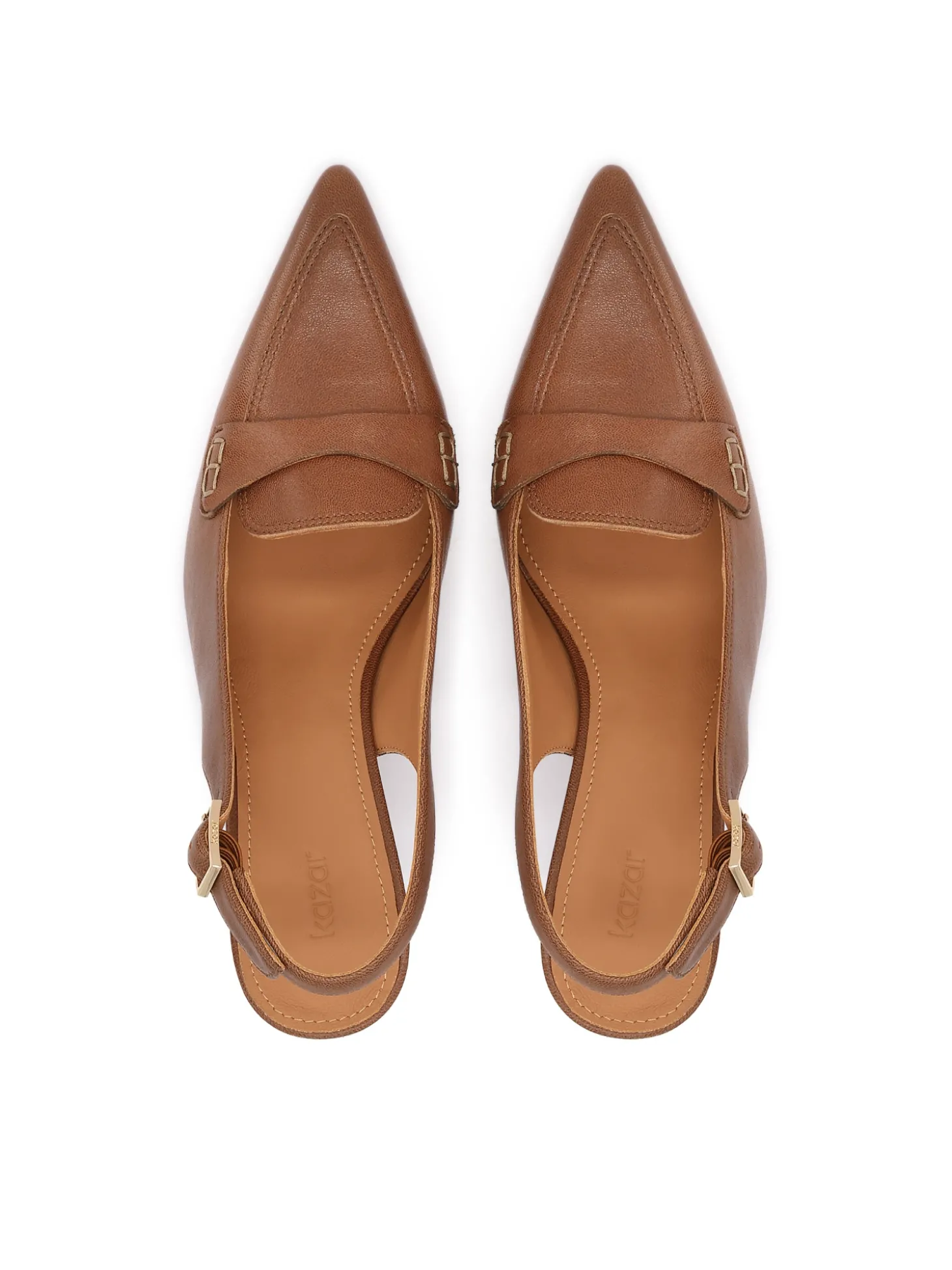 Brązowe skórzane czółenka slingback