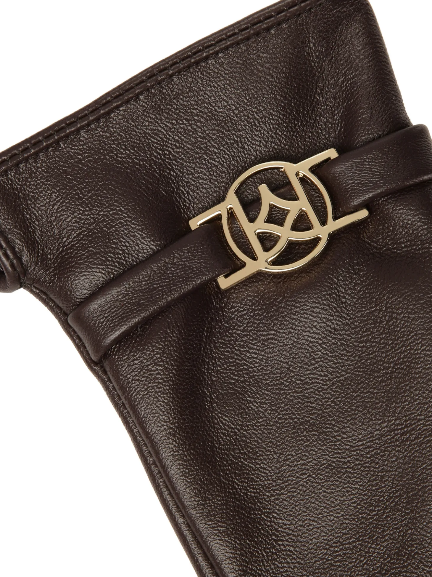 Brązowe skórzane rękawiczki z monogramem
