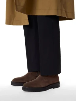 Brązowe trzewiki z zamszu na trepowej podeszwie