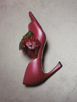 Ciemnoróżowe czółenka peep toe