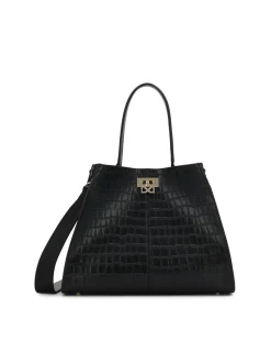 Czarna torebka z tłoczonej skóry