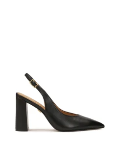 Czarne czółenka slingback na szerokim obcasie