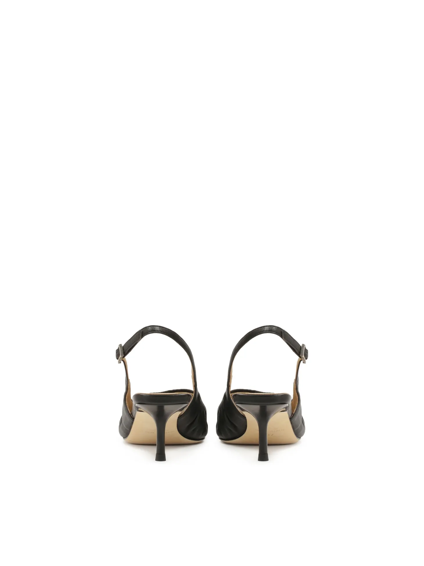Czarne czółenka slingback z marszczoną cholewką
