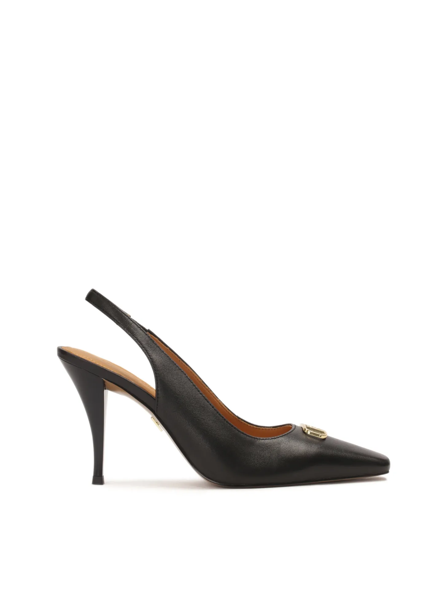 Czarne czółenka slingback z wąskim kwadratowym noskiem
