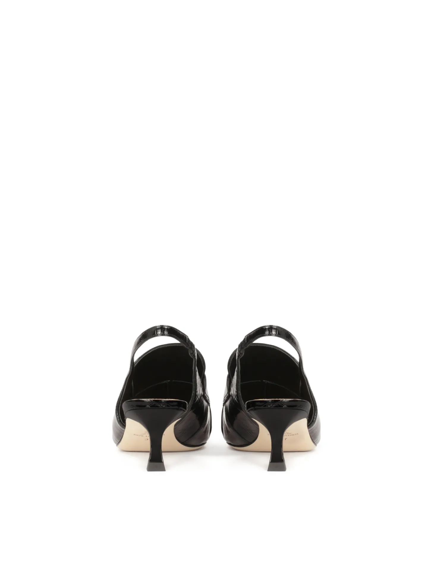 Czarne czółenka z otwartą piętą na obcasie typu slingback