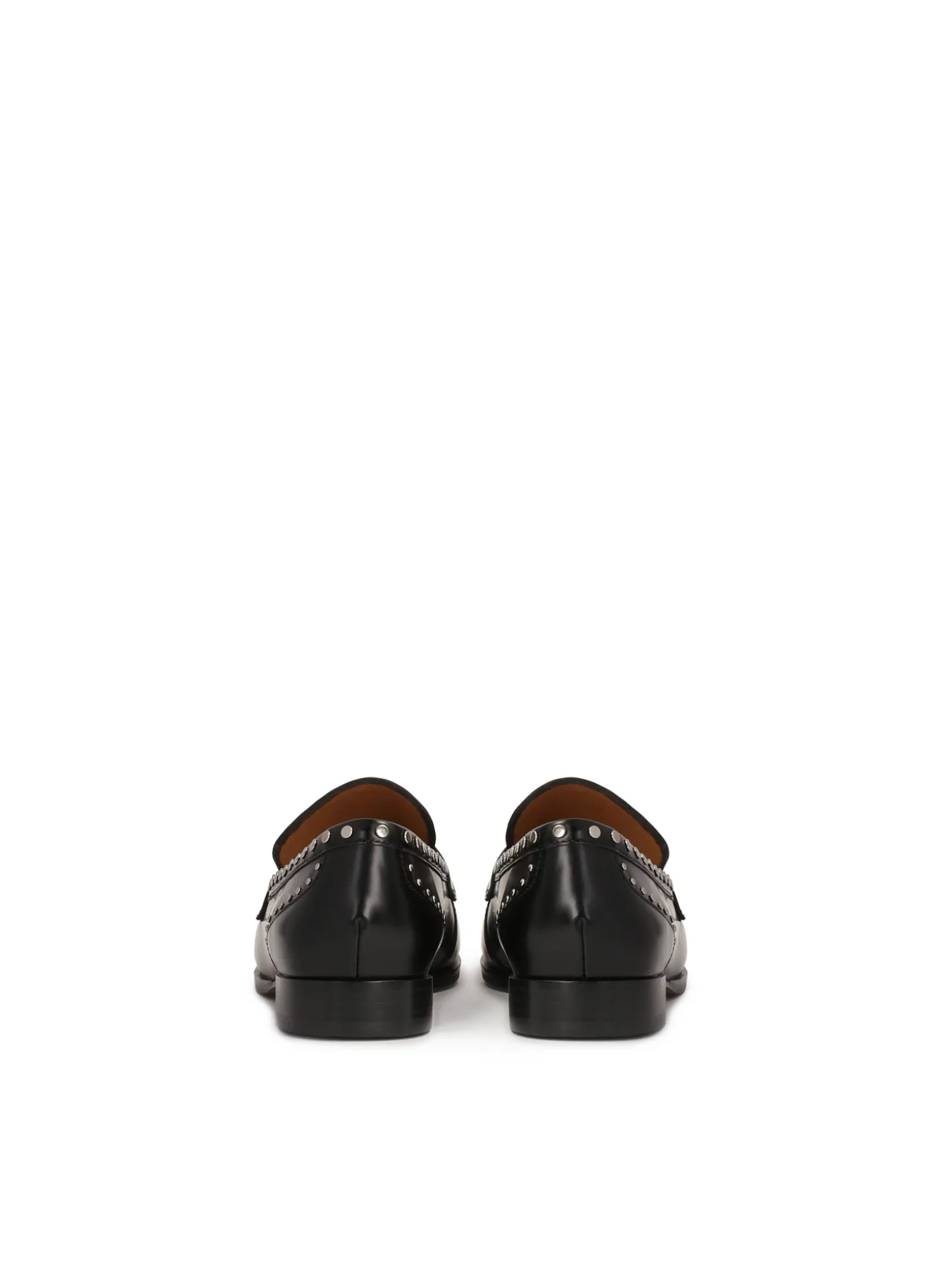 Czarne półbuty slip-on ze srebrnymi metalowymi nitami
