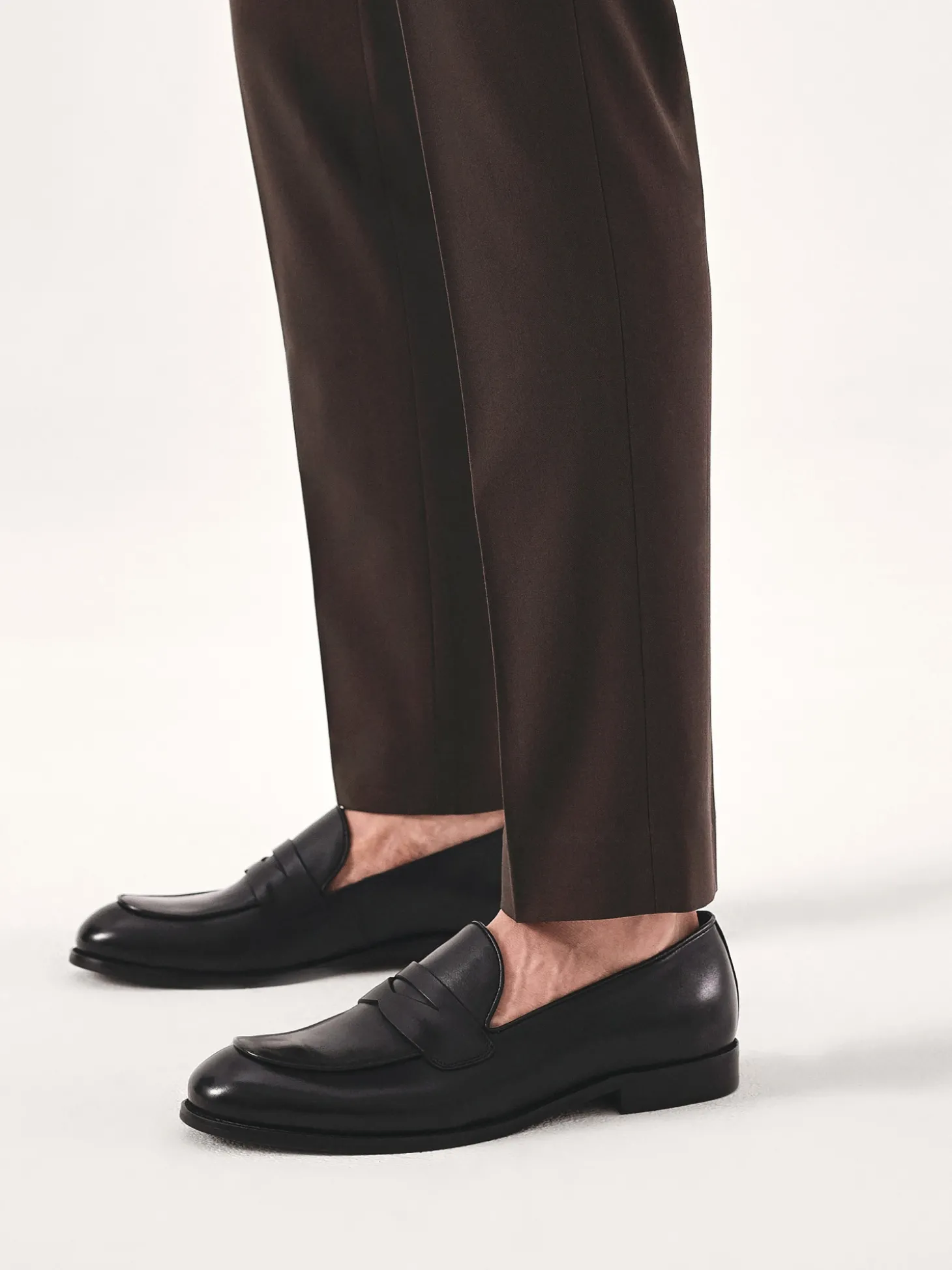 Czarne skórzane męskie penny loafers