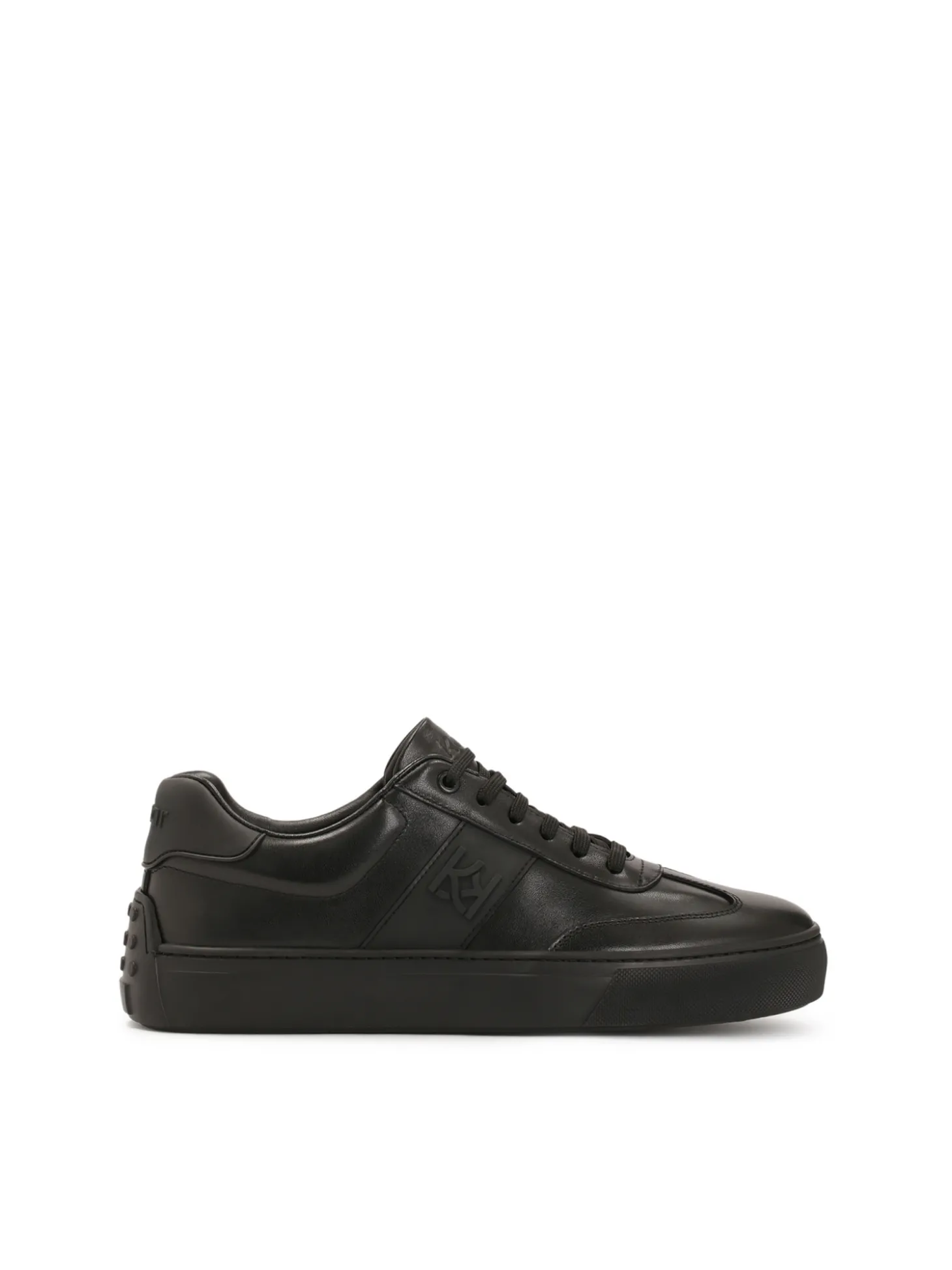 Czarne skórzane sneakersy z gumą na pięcie