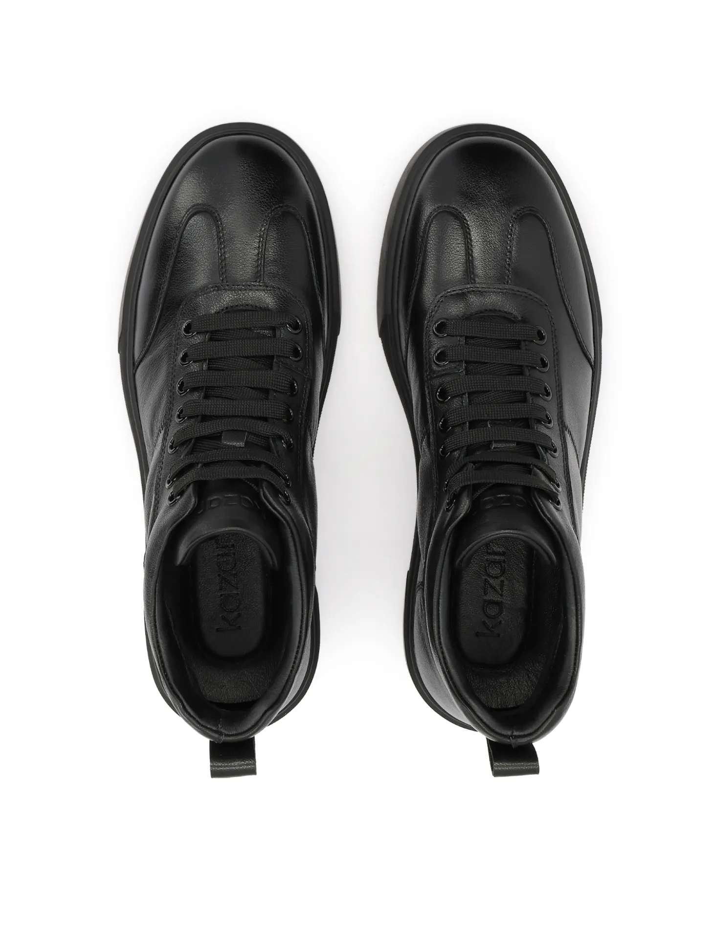 Czarne sznurowane sneakersy ze skóry