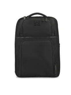 Czarny męski plecak z tkaniny z przegrodą na laptopa