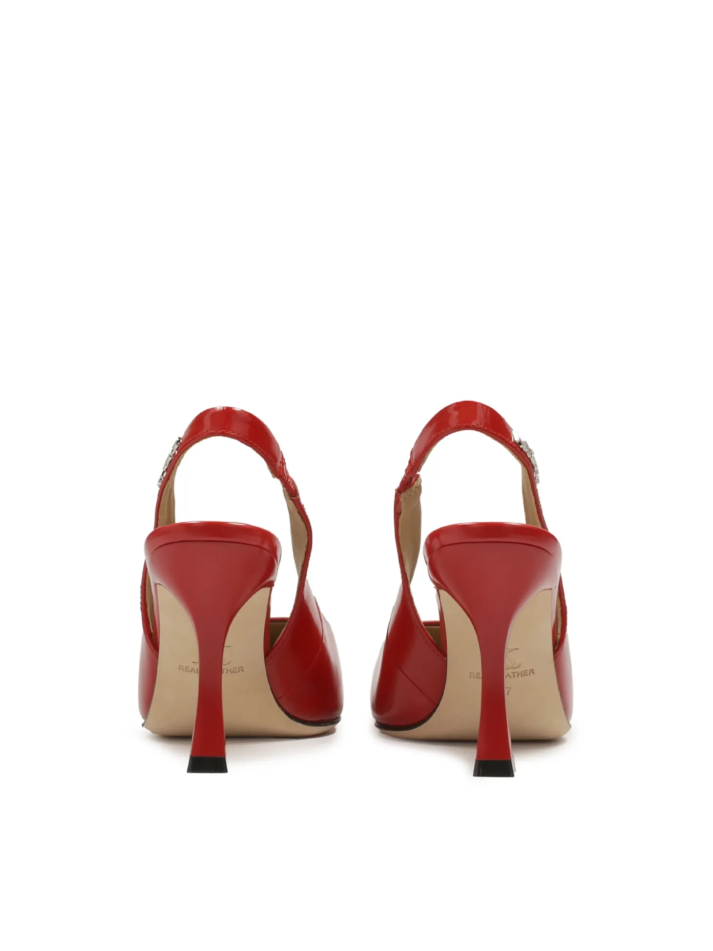 Czerwone czółenka slingback na kielichowym obcasie