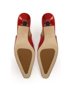 Czerwone czółenka slingback na kielichowym obcasie