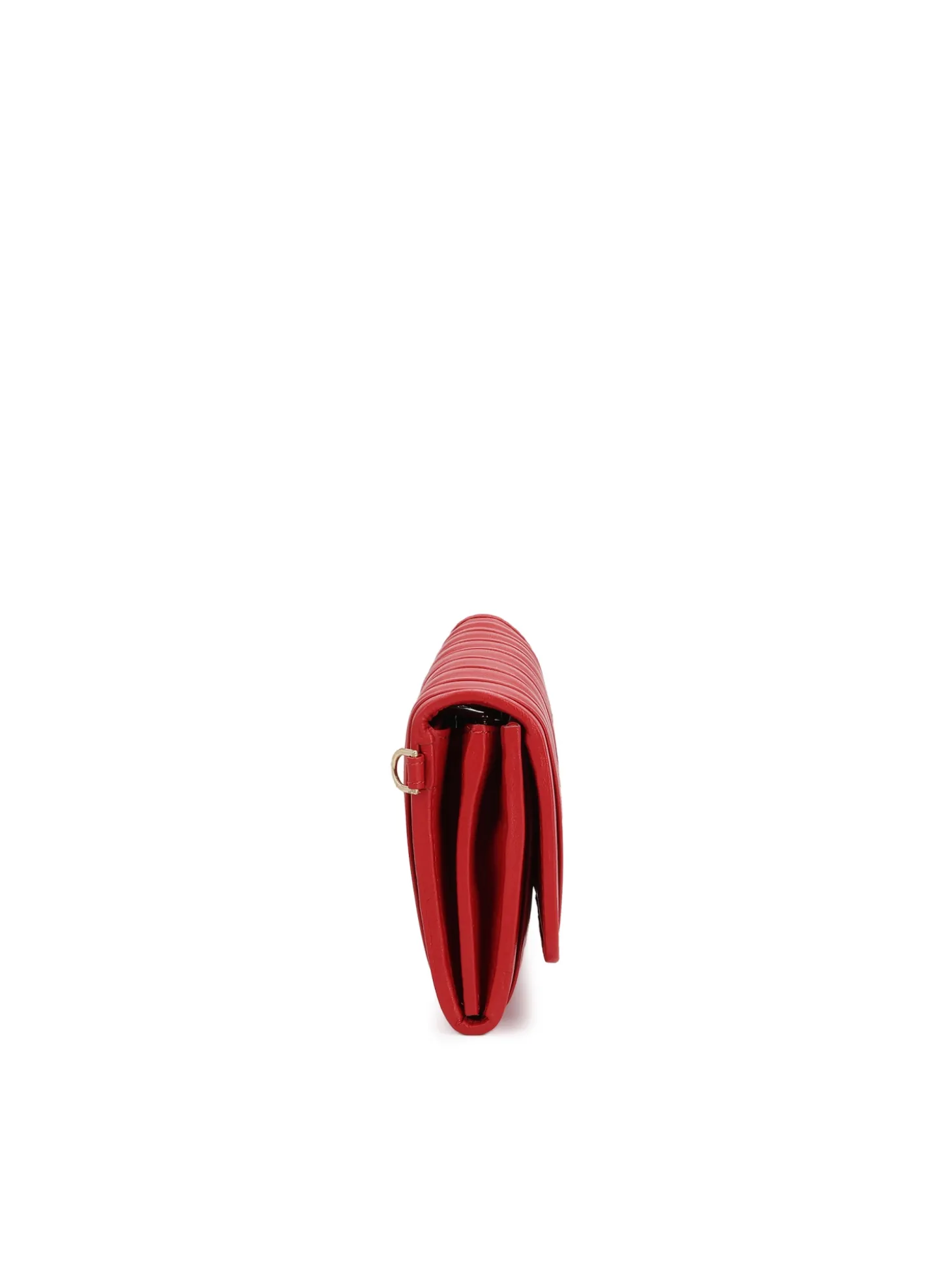 Czerwony skórzany portfel z paskiem