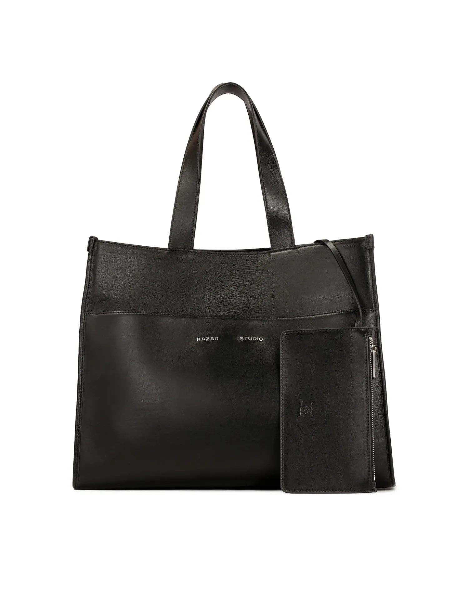 Duża czarna tote bag z saszetką