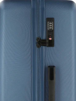 Duża niebieska walizka w monogramy