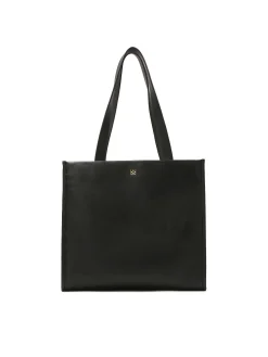 Duża torebka tote bag z czarnej skóry