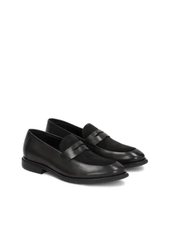 Eleganckie czarne loafersy męskie z licowej skóry i zamszu
