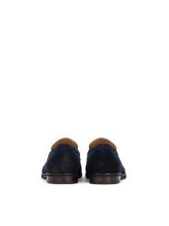 Granatowe loafersy z przecieranego zamszu