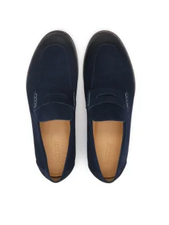 Granatowe loafersy z przecieranego zamszu