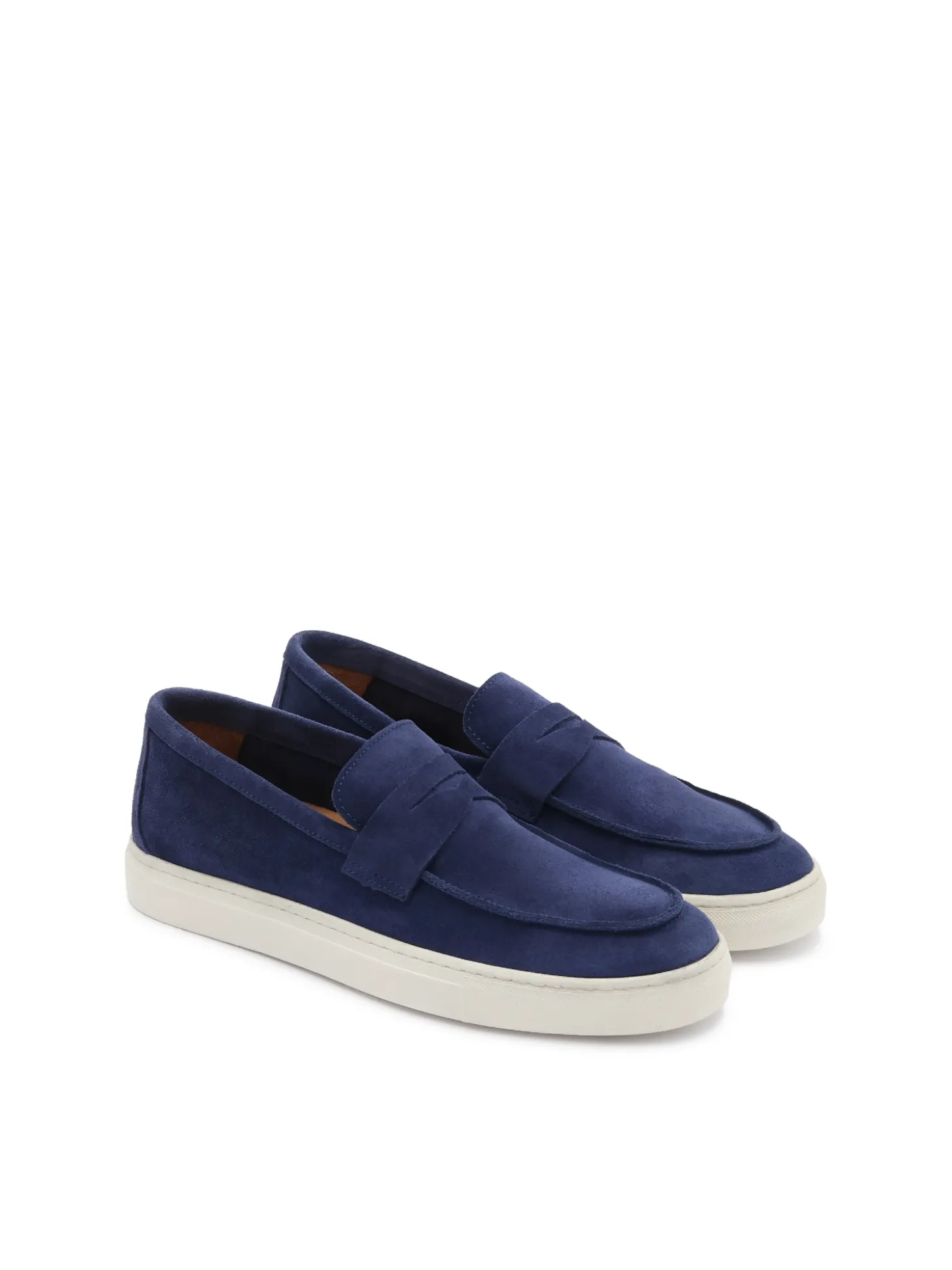 Granatowe półbuty slip on z zamszu