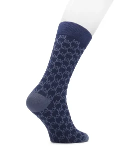 Granatowe skarpety męskie w monogramy KAZAR