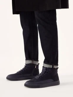 Granatowe sneakersy męskie z suwakiem i sznurowaniem