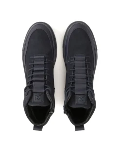 Granatowe sneakersy męskie z suwakiem i sznurowaniem