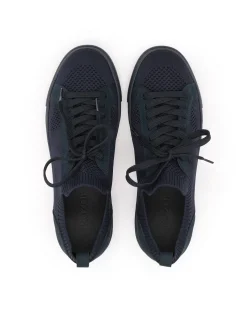 Granatowe sneakersy z tkaniny i nubuku ze ściągaczem skarpetkowym