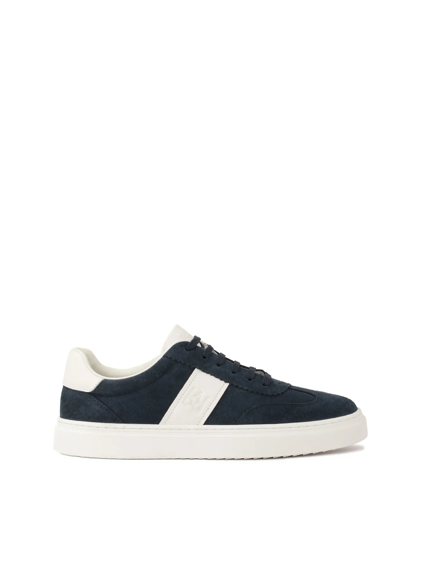 Granatowo-białe sneakersy z zamszu