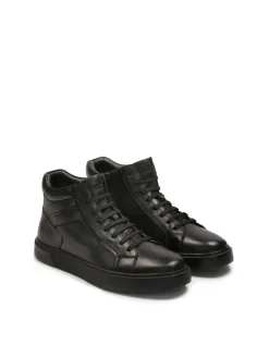 Komfortowe czarne sneakersy męskie z wysoką cholewką