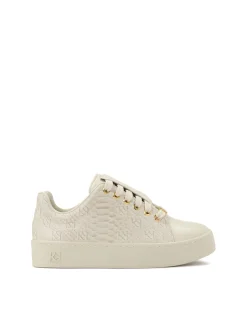 Komfortowe skórzane sneakersy w tłoczony wzór