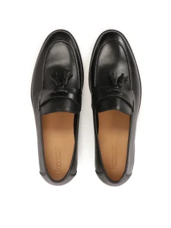 Loafersy ze skóry naturalnej z frędzlami