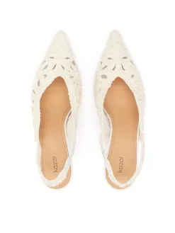 Ślubne czółenka slingback z haftowaną cholewką