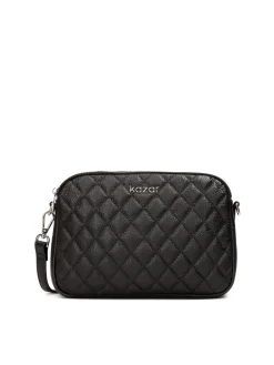 Mała czarna torebka crossbody ze srebrnym okuciem