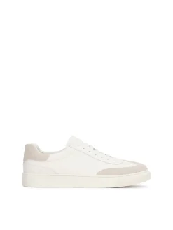 Męskie białe sneakersy ze skóry z szarymi akcentami zamszowymi