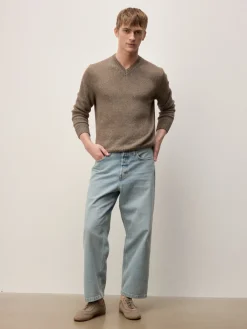 Męskie półbuty casual z zamszu taupe ze skórzaną wstawką na pięcie