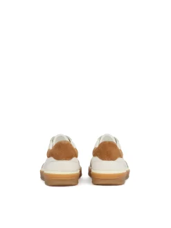 Męskie sneakersy off white ze skóry z zamszowym noskiem