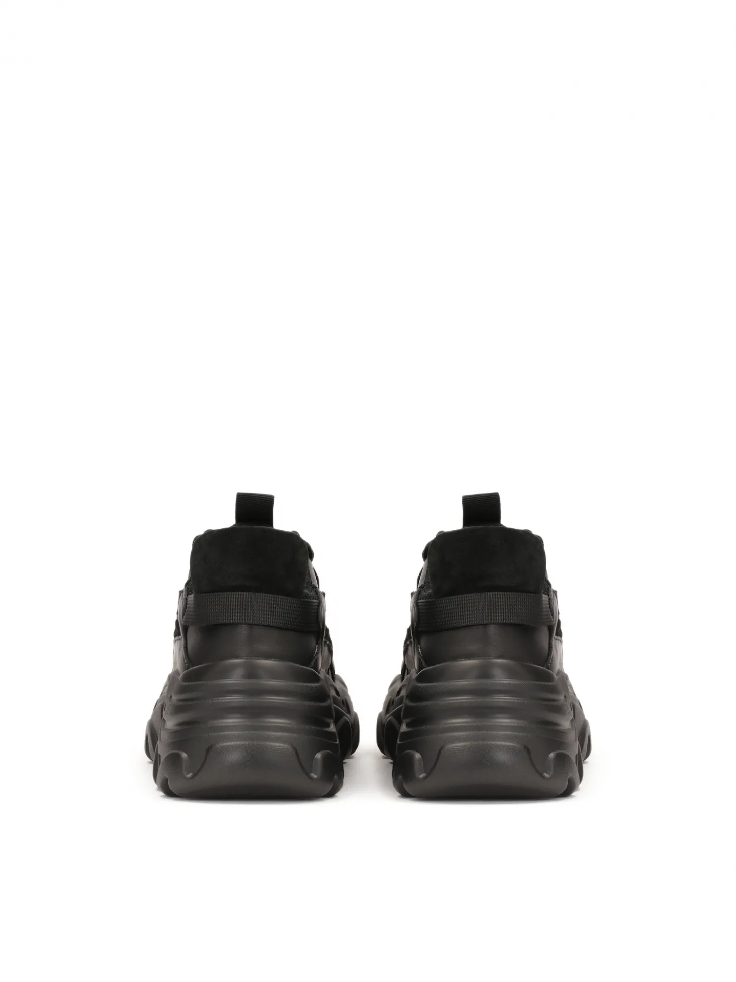 Nowoczesne czarne sneakersy damskie na grubej podeszwie