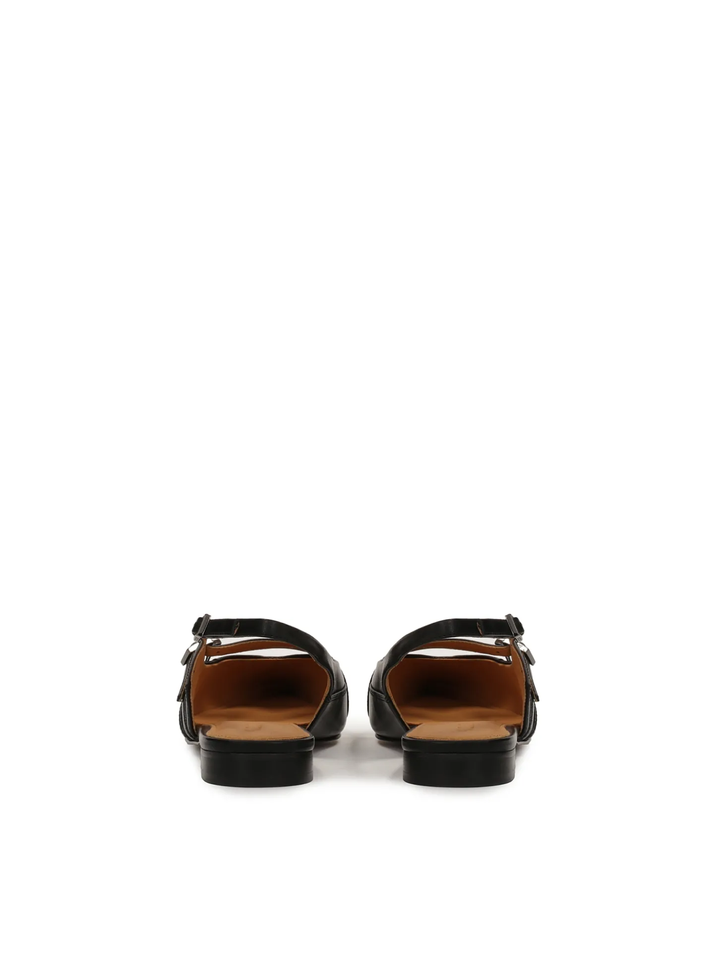 Płaskie czółenka slingback z czarnej skóry