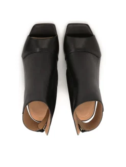 Skórzane botki peep toe z odkrytymi noskami i piętą