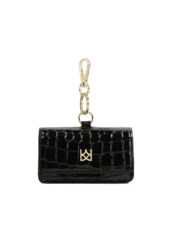 Skórzane czarne etui na klucze z monogramem KAZAR