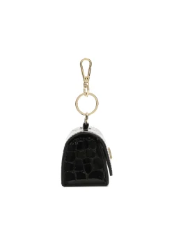 Skórzane czarne etui na klucze z monogramem KAZAR